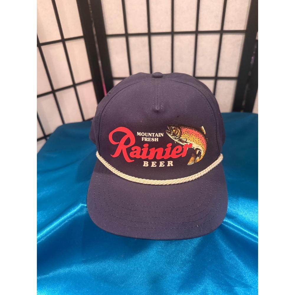 American Needle Rainier Beer Hat NWT Navy Rope Cap Snapback PNW
